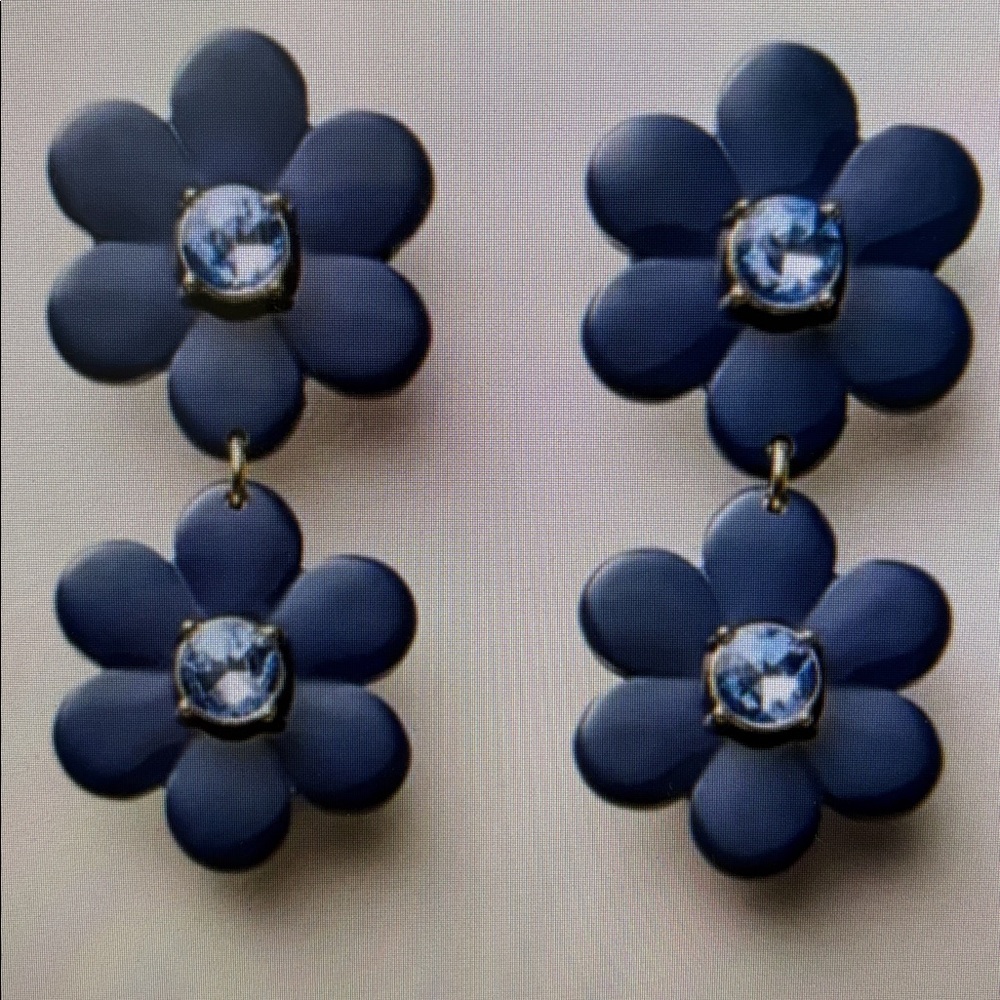 KATE SPADE NEW YORK x TARGET BLUE FLORAL LINEAR EARRINGS NIB 🆕 💥